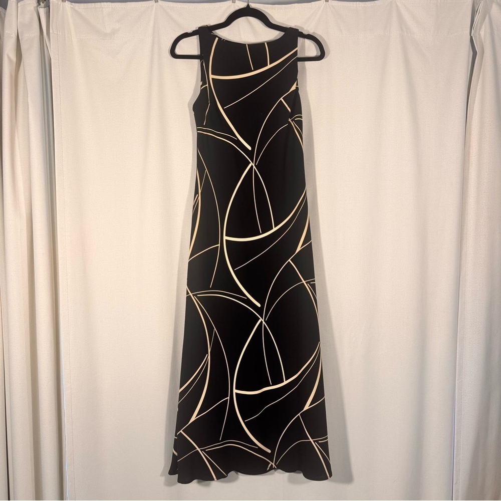 Vintage S.L. Fashions Black Abstract Print Maxi Dress